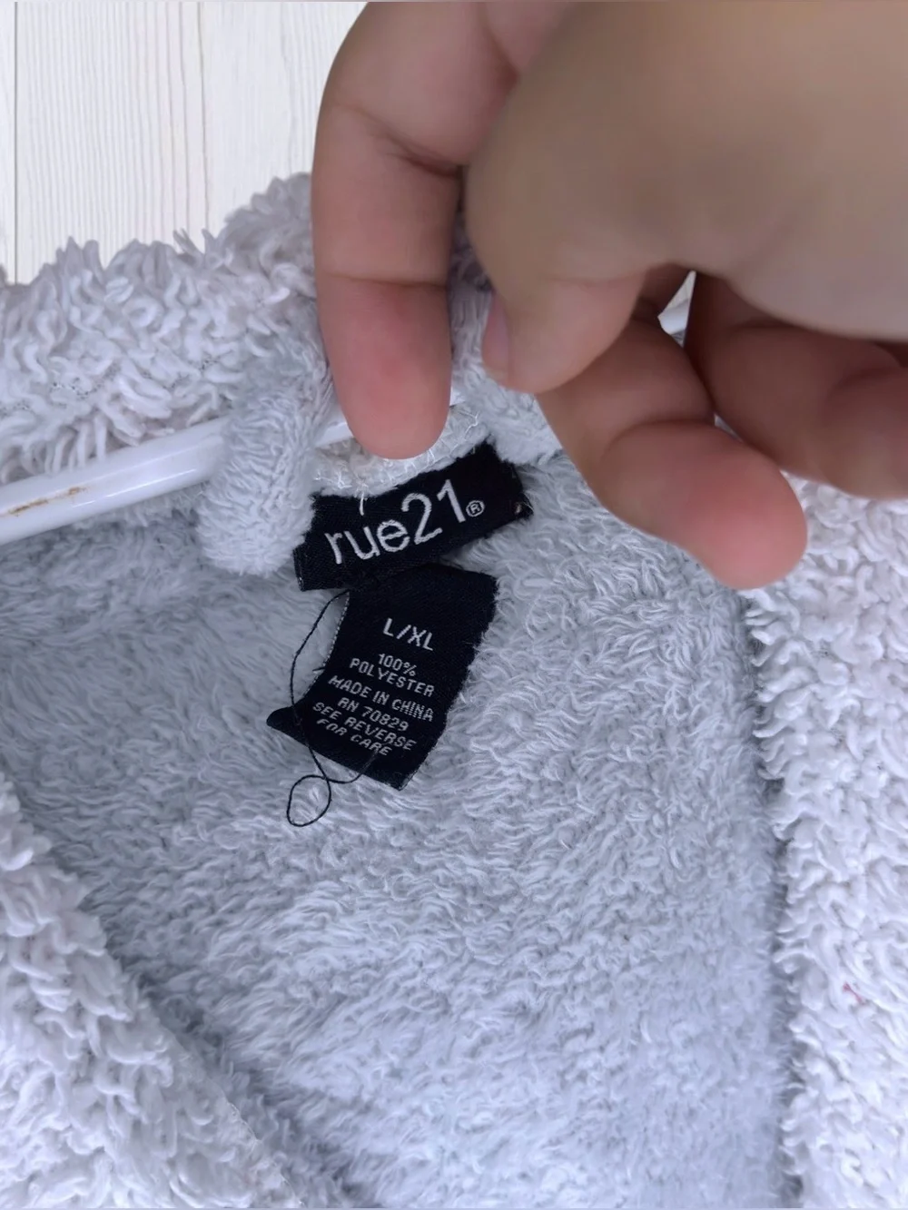 RUE21 Grey Plush Sherpa-Lined Hooded Robe | 